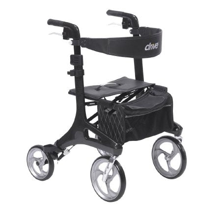 Drive Medical 4 Wheel Rollator drive™ Nitro Elite CF Black Adjustable Height / Lightweight / Folding Carbon Fiber Frame - Each - RTL10266CF-EA