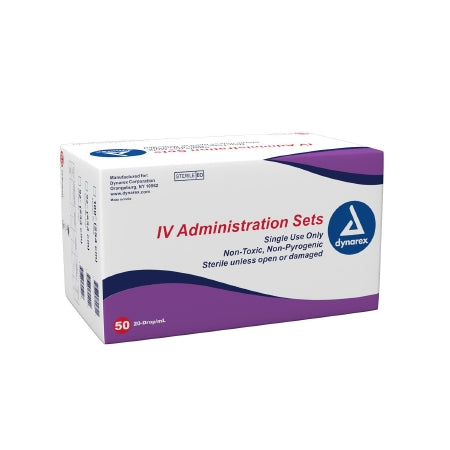 Dynarex Primary IV Administration Set Dynarex Gravity 1 Port 20 Drops / mL Drip Rate 0.2 Micron Filter 92 Inch Tubing Solution - Box of 50 - 7049-BX