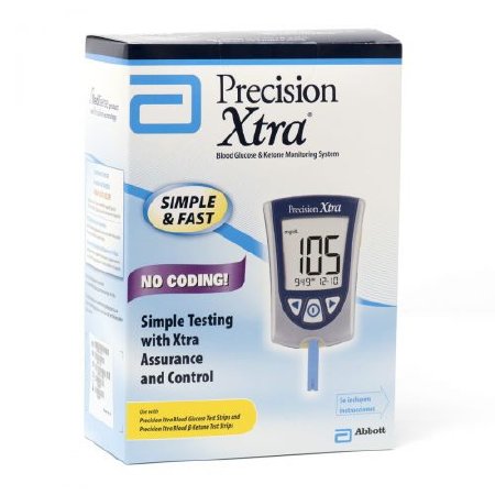 Abbott Blood Glucose and Ketone Meter Precision Xtra® 5 Second Glucose, 10 Second Ketones Results Stores up to 450 Results No Coding Required - Case of 4 - 9881465-CS