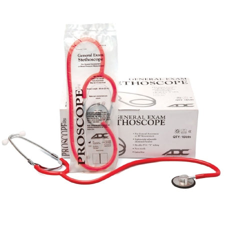 American Diagnostic Corp Classic Stethoscope Proscope™ 660 Red 1-Tube 22 Inch Tube Single Head Chestpiece - Case of 50 - 660RH-CS
