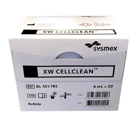 Sysmex America Reagent XW CELLCLEAN Hematology Cleaning Agent For Sysmex XW-100™ Automated Hematology Analyzer 20 X 4 mL - Box of 1 - BL551785-BX