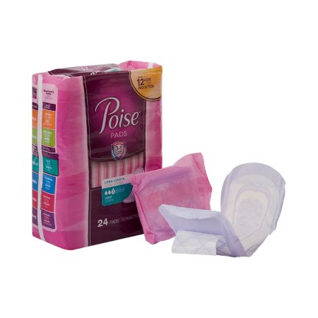 Kimberly Clark Bladder Control Pad Poise® Long Length 10.87 Inch Length Light Absorbency Sodium Polyacrylate Core One Size Fits Most - Case of 96 - 48536-CS