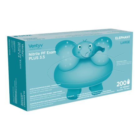 Ventyv Exam Glove Ventyv™ Plus 3.5 ELEPHANT Large NonSterile Nitrile Standard Cuff Length Textured Fingertips Violet Chemo Tested - Box of 200 - 10336101-BX