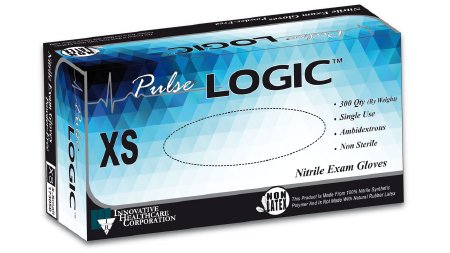 Innovative Healthcare Corp Exam Glove Pulse® LOGIC™ X-Small NonSterile Nitrile Standard Cuff Length Fully Textured Blue Chemo Tested - Case of 3000 - 173050-CS
