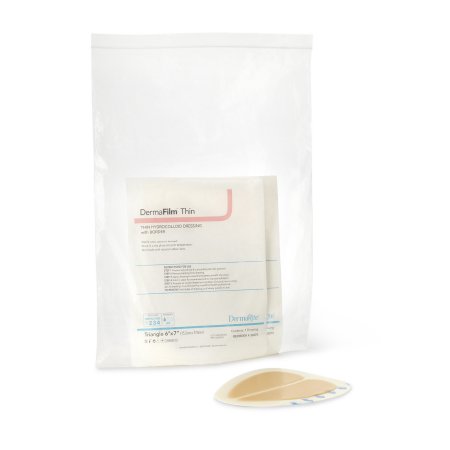 DermaRite Industries Thin Hydrocolloid Dressing DermaFilm® 6 X 7 Inch Triangle With Border - Box of 5 - 32670-BX
