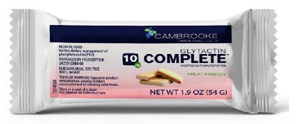Cambrooke Therapeutics Oral Supplement Glytactin® COMPLETE 10 Fruit Frenzy Flavor Bar 1.9 oz. Individual Packet - Case of 7 - 34006-CS