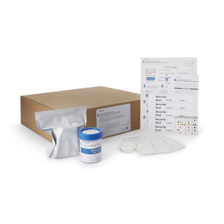 McKesson Drugs of Abuse Test Kit McKesson 10-Drug Panel with Adulterants AMP, BUP, BZO, COC, mAMP/MET, MDMA, MTD, MOP300, OXY, THC (OX, pH, SG) Urine Sample 25 Tests CLIA Waived - Case of 100 - 16-8105A3-CS