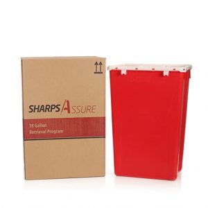 Post Medical Mailback Sharps Container Intro Kit Sharps Assure Red Base 13 L X 17-3/10 W X 24-3/5 H Inch Vertical Entry 18 Gallon - Case of 1 - SA18GU-CS