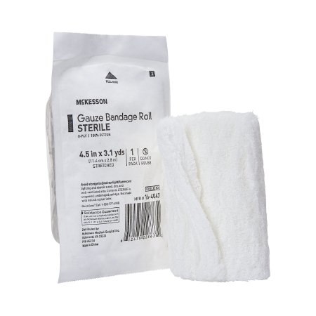 McKesson Fluff Bandage Roll McKesson 4-1/2 Inch X 3-1/10 Yard 1 per Pouch Sterile 6-Ply Roll Shape - Case of 100 - 16-4043-CS