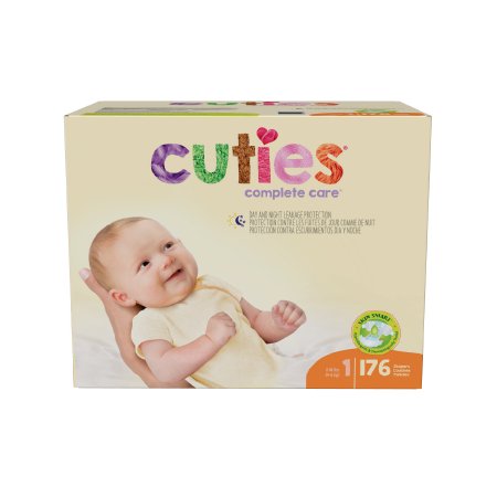 First Quality Unisex Baby Diaper Cuties® Complete Care Size 1 Disposable Heavy Absorbency - Case of 176 - CCC11-CS
