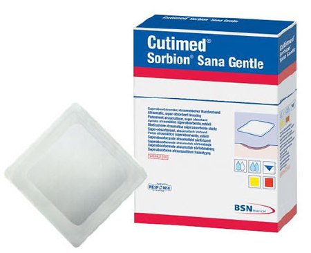 BSN Medical Super Absorbent Dressing Cutimed® Sorbion® Sana Gentle 5 X 5 Inch Square - Box of 10 - 7323322-BX