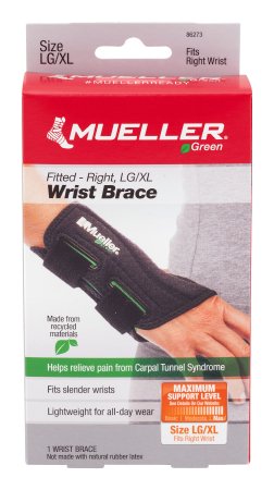 Mueller Sports Medicine Wrist Brace Mueller® Green Plastic / Spandex Right Hand Black Large / X-Large - Each - 86273-EA