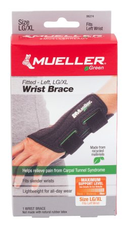 Mueller Sports Medicine Wrist Brace Mueller® Green Plastic / Spandex Left Hand Black Large / X-Large - Each - 86274-EA