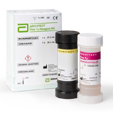 Abbott Immunoassay Reagent Architect™ Thyroid / Metabolic Assay Free Thyroxine (FT4) For Architect i2000 Analyzer 500 Tests R1: 27 mL, R2: 26.3 mL - Each - 07K6539-EA