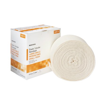 McKesson Elastic Tubular Support Bandage McKesson Spandagrip™ 3-1/2 Inch X 11 Yard Large Ankle / Medium Knee Pull On Natural NonSterile Size E Standard Compression - Case of 12 - 182-13114E-CS