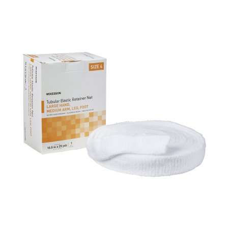McKesson Elastic Net Retainer Dressing McKesson Tubular Elastic 10-1/2 Inch X 25 Yard (26.7 cm X 22.9 m) Size 4 White Large Hand / Medium Arm / Leg / Foot NonSterile - Box of 1 - MSVP114704-BX
