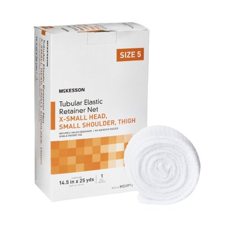 McKesson Elastic Net Retainer Dressing McKesson Tubular Elastic 14-1/2 Inch X 25 Yard Size 5 White X-Small Head / Small Shoulder / Thigh NonSterile - Case of 10 - MSVP114705-CS