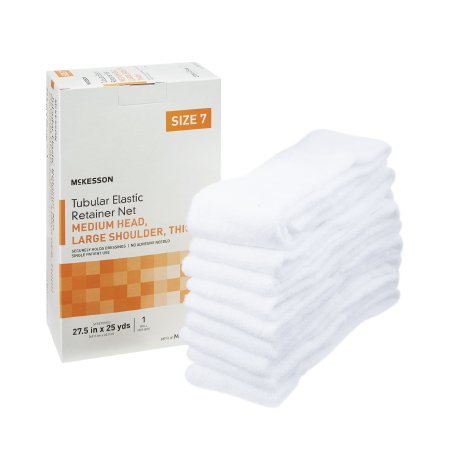 McKesson Elastic Net Retainer Dressing McKesson Tubular Elastic 27-1/2 Inch X 25 Yard (69.9 cm X 22.9 m) Size 7 White Medium Head / Large Shoulder / Thigh NonSterile - Box of 1 - MSVP114707-BX