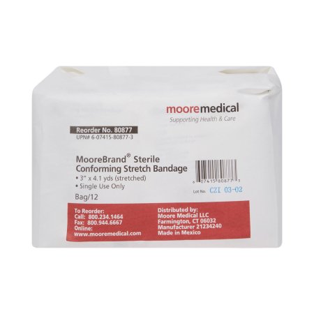 McKesson Conforming Bandage McKesson 3 Inch X 4-1/10 Yard 1 per Pack Sterile Roll Shape - Bag of 12 - 80877-BG