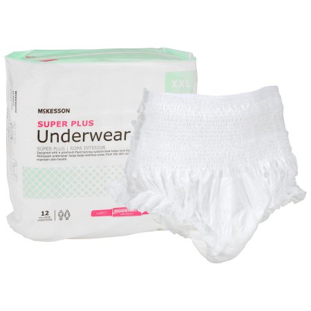 McKesson Unisex Adult Absorbent Underwear McKesson Super Plus Pull On with Tear Away Seams 2X-Large Disposable Moderate Absorbency - Bag of 12 - UWGXXL-BG