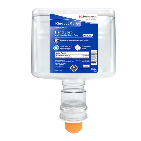 SC Johnson Professional USA Inc Antimicrobial Soap Kindest Kare® Advanced Foaming 1,200 mL Dispenser Refill Bottle Unscented - Case of 3 - 6264312-CS
