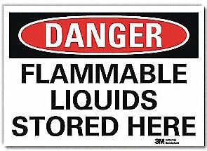 Grainger Wall Sign Caution Danger Flammable Liquids Stored Here - Each - 34MV34-EA