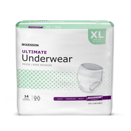 McKesson Unisex Adult Absorbent Underwear McKesson Pull On with Tear Away Seams X-Large Disposable Heavy Absorbency - Bag of 14 - UW33853-BG