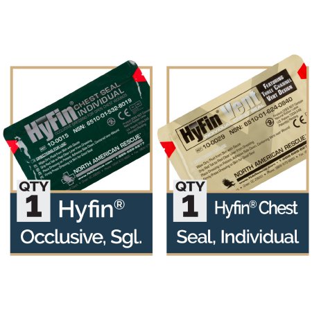 North American Rescue Chest Wound Seal USMC HyFin® 1 X 6 X 6 Inch 2 per Pack NonSterile - Each - 85-1045-EA