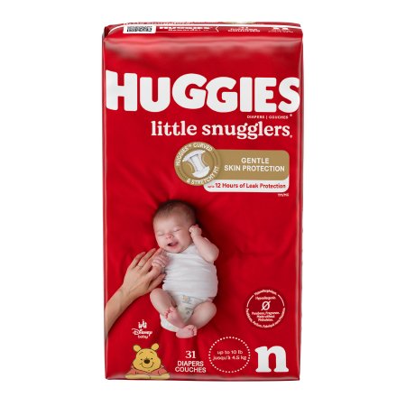 Kimberly Clark Unisex Baby Diaper Huggies® Little Snugglers Newborn Disposable Moderate Absorbency - Case of 124 - 49694-CS
