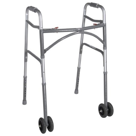 Drive Medical Bariatric Folding Walker Adjustable Height drive™ Steel Frame 600 lbs. Weight Capacity 32 to 39 Inch Height - Case of 1 - 10220-1WW-CS