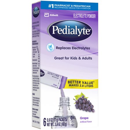 Abbott Nutrition Oral Electrolyte Solution Pedialyte® Powder Packs Grape Flavor 0.6 oz. Electrolyte - Case of 36 - 64598-CS