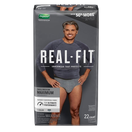 Kimberly Clark Male Adult Absorbent Underwear Depend® Real Fit® Pull On with Tear Away Seams Small / Medium Disposable Heavy Absorbency - Pack of 22 - 50976-PK