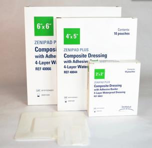Focus Health Group Composite Dressing Zenipad Plus 2 X 2 Inch Square Sterile Waterproof Film Backing - Box of 10 - 40022-BX