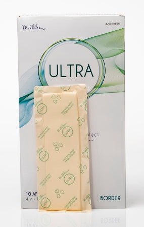 Milliken & Company Foam Dressing ULTRA Border 4 X 10 Inch With Border Film Backing Silicone Adhesive Square Sterile - Case of 100 - 3000116880-CS