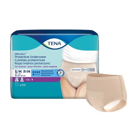 Essity HMS North America Inc Female Adult Absorbent Underwear TENA® ProSkin™ Protective Pull On with Tear Away Seams Small / Medium Disposable Moderate Absorbency - Bag of 20 - 73020-BG