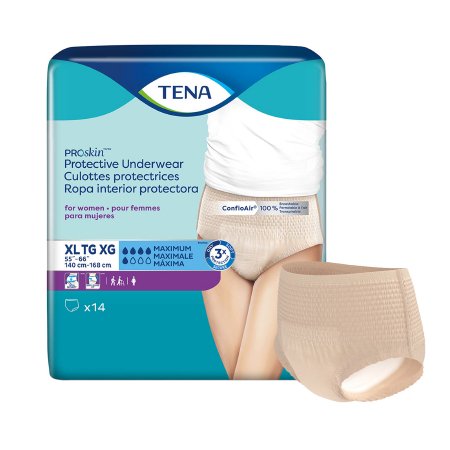 Essity HMS North America Inc Female Adult Absorbent Underwear TENA® ProSkin™ Protective Pull On with Tear Away Seams X-Large Disposable Moderate Absorbency - Bag of 14 - 73040-BG
