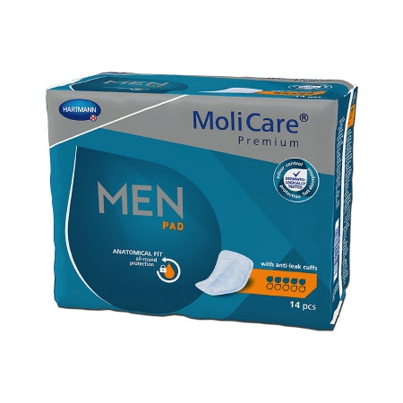 Hartmann Bladder Control Pad MoliCare® Premium Men 7 X 13 Inch Heavy Absorbency Polymer Core One Size Fits Most - Case of 168 - 168801-CS