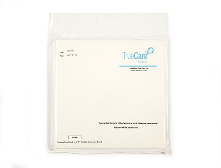 TrueCare Biomedix Cleanroom Wipe ISO Class 5 White Sterile Cellulose Blend 9 X 9 Inch Disposable - Case of 12 - TCBWIP09-CS