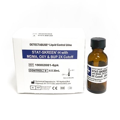 Kova International Drugs of Abuse Control Detectabuse® Stat-Skreen-H® DOA 15-Drug Panel with BUP, OXY, MDMA Positive Level 6 X 20 mL - Pack of 6 - 19002081-6PK-PK