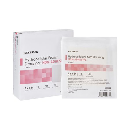 McKesson Foam Dressing McKesson 4 X 4 Inch Without Border Film Backing Nonadhesive Square Sterile - Box of 10 - 16-4739-BX