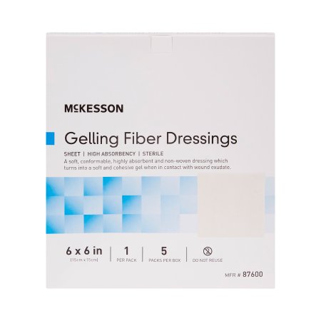 McKesson Absorbent Gelling Fiber Dressing McKesson 6 X 6 Inch Square - Each - 87600-EA