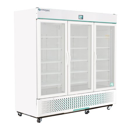 Horizon Scientific Inc Refrigerator Corepoint™ Scientific White Diamond Series Laboratory and Pharmacy Use 72 cu.ft. 3 Swing Glass Doors Cycle Defrost - Each - NSWDR723WWG/0-EA
