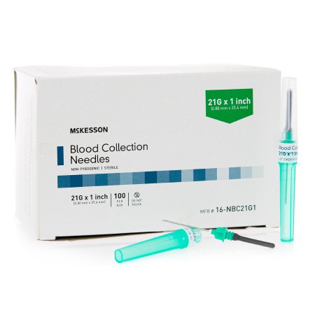 McKesson McKesson Blood Collection Needle 21 Gauge 1 Inch Needle Length Conventional Needle Without Tubing Sterile - Box of 100 - 16-NBC21G1-BX