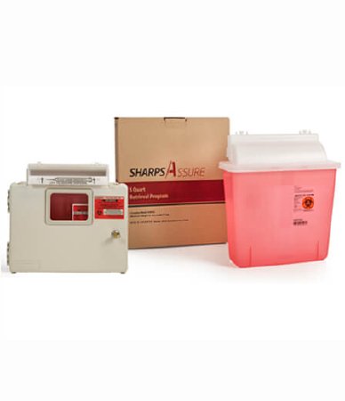 Post Medical Mailback Sharps Container Intro Kit Sharps Assure Translucent Red Base 12-1/4 L X 4-3/4 W X 10-1/2 H Inch Horizontal Entry 1.35 Gallon - Each - SA5QUI-EA
