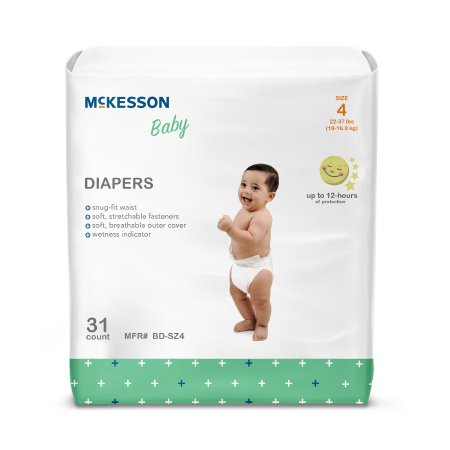 McKesson Unisex Baby Diaper McKesson Size 4 Disposable Heavy Absorbency - Bag of 1 - BD-SZ4-BG