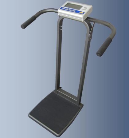 Befour Column Scale with Handrail Befour Smart View Display 750 lbs. Capacity Black / Gray Battery Operated - Each - MX308-EA
