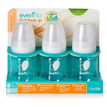 Evenflo Baby Bottle Evenflo Feeding Balance + Standard Neck 4 oz. Food Grade Material - Case of 12 - 1094311-CS