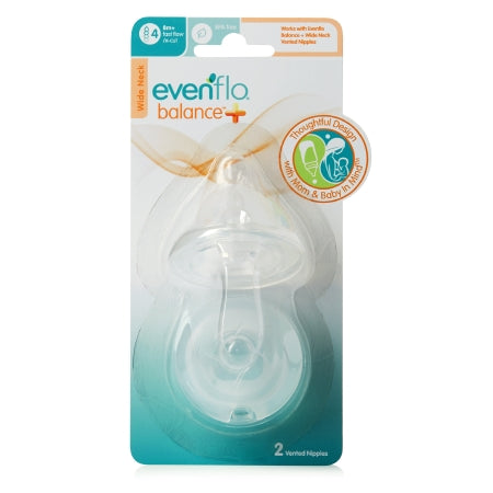 Evenflo Nipple Evenflo Feeding Balance + Wide Neck Fast Flow / X-Cut Tip Ages 8 Months and Up - Case of 12 - 2141311-CS