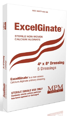 MPM Medical Alginate Dressing ExcelGinate® 4 X 8 Inch Rectangle - Case of 25 - MP00802-CS