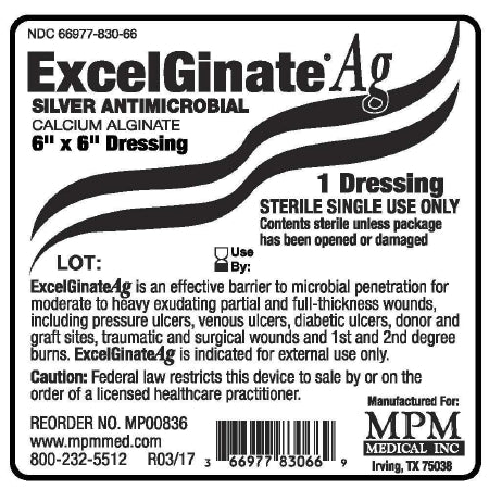 MPM Medical Silver Alginate Dressing ExcelGinate® AG 6 X 6 Inch Square Sterile - Case of 50 - MP00836-CS